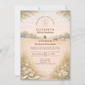 Soft Pastel Countryside Meadow Wedding Kaart (Voorkant)
