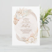 Soft Pastel Cream and Ivory Floral Boho Wedding Kaart (Staand voorkant)