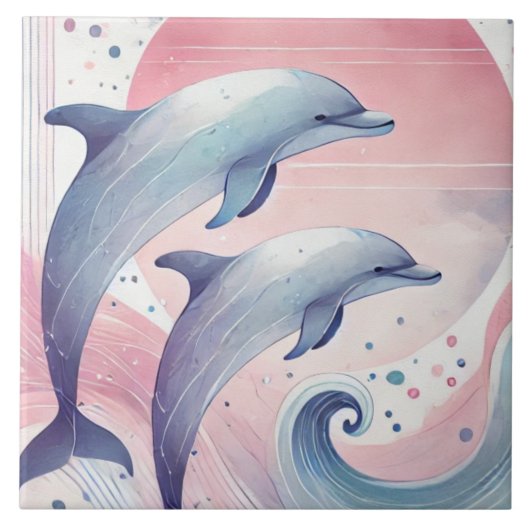 soft pastel dolphins tegeltje (Voorkant)