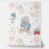 Soft Pastel Elephant Baby Animals Nursery Behang (Afrollen)