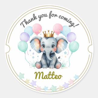 Soft Pastel Elephant Thank You Stickers