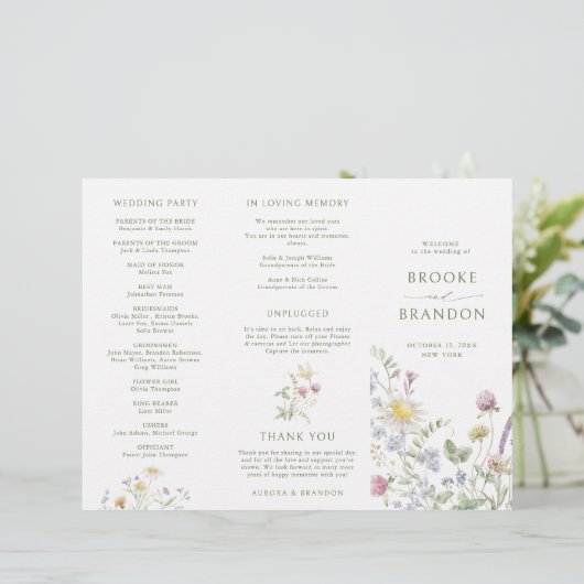 Soft Pastel Fleur sauvage Programme de mariage bot (Debout devant)