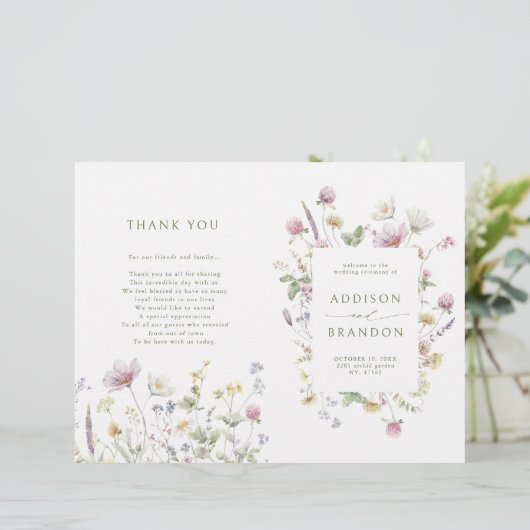 Soft Pastel Fleur sauvage Programme de mariage bot (Debout devant)