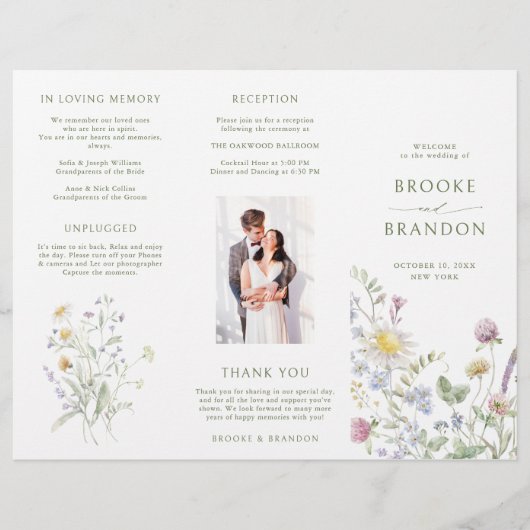 Soft Pastel Fleur sauvage Programme de mariage bot (Devant)