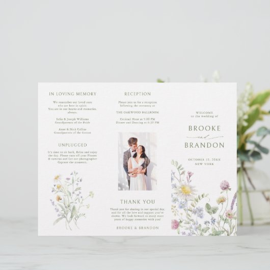 Soft Pastel Fleur sauvage Programme de mariage bot (Debout devant)