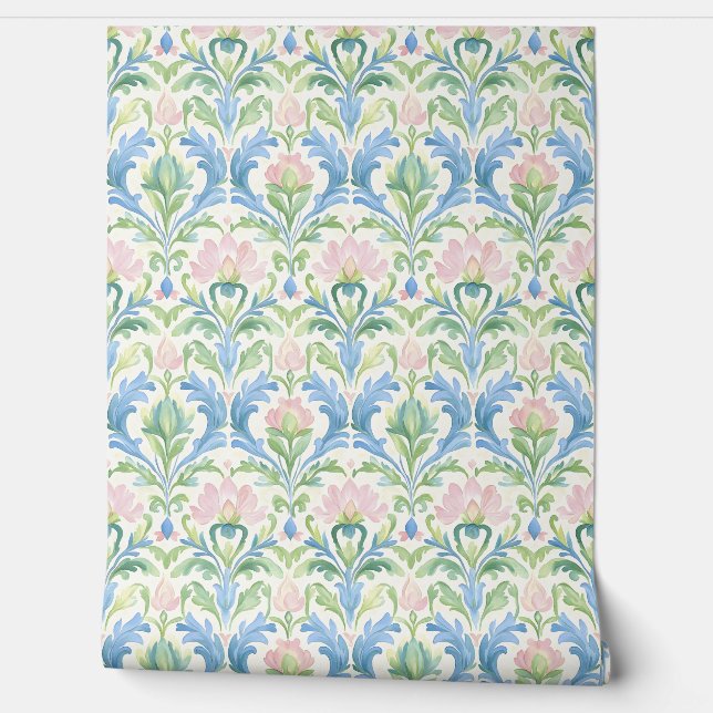 Soft Pastel Floral Pattern Behang (Afrollen)