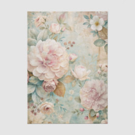 Soft Pastel Floral Pattern with Peonies Tissuepapier