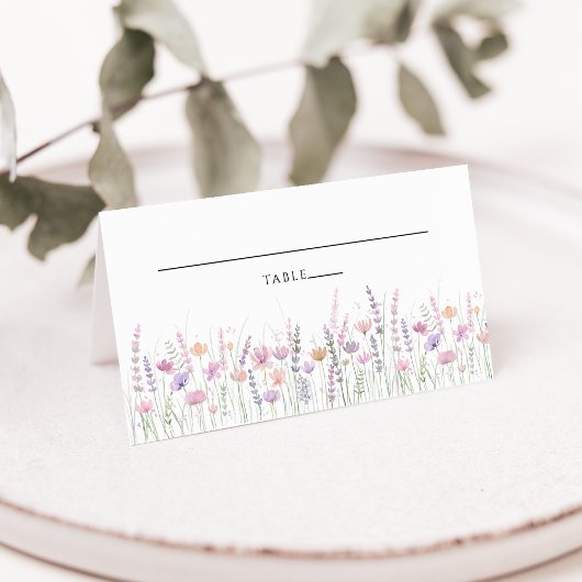 Soft Pastel Floral Wildflower Wedding Place Card