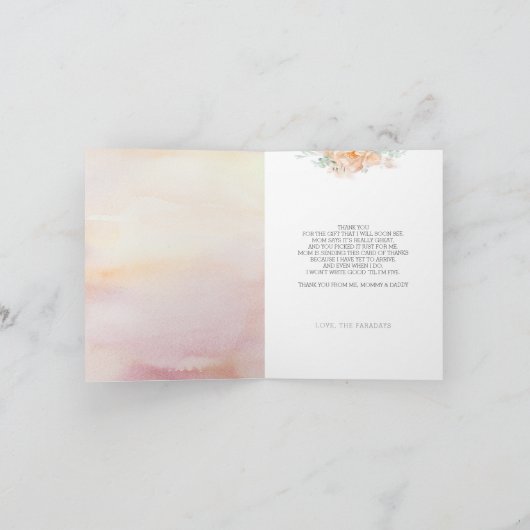 Soft Pastel Flower Baby shower dank u Bedankkaart (Binnen)