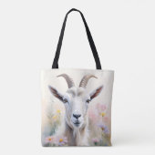 Soft Pastel Flower Field Goat Portret Draagtas (Achterkant)