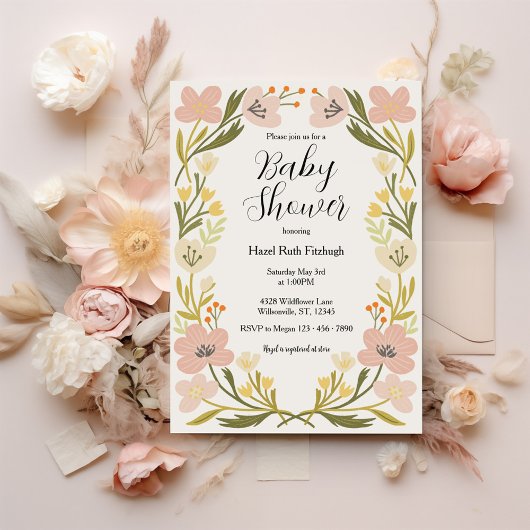 Soft Pastel Flowers Baby shower Kaart