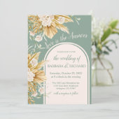 Soft Pastel Flowers Pampas Grass Boho Wedding Kaart (Staand voorkant)