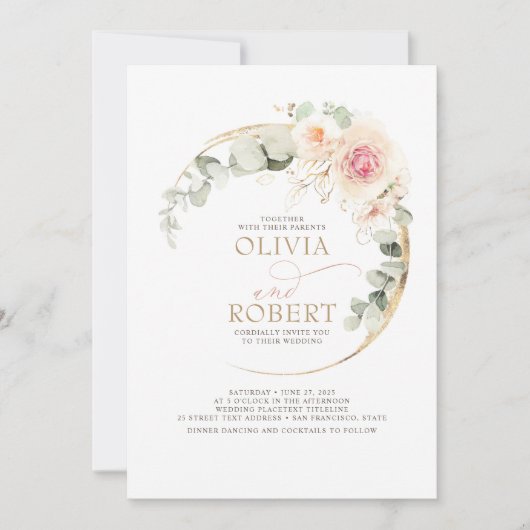 Soft Pastel Flowers Romantic Boho Wedding Kaart (Voorkant)