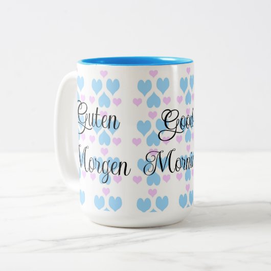 Soft Pastel Heart Pattern Guten Morgen Mok (Voorkant links)