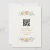 Soft Pastel Ornate Spring Floral QR Code Wedding Kaart (Achterkant)