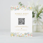 Soft Pastel Ornate Spring Garden Gold Wedding RSVP Kaartje (Staand voorkant)