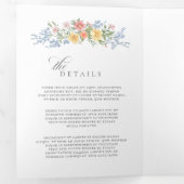 Soft Pastel Ornate Spring Garden Wedding invite Drieluik Programma (Binnenzijde eerst)