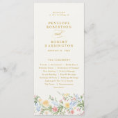 Soft Pastel Ornate Spring Gold Floral Wedding Programma (Voorkant)