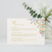 Soft Pastel Ornate Spring Gold Wedding Details Informatiekaartje (Staand voorkant)