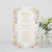 Soft Pastel Ornate Spring Gold  Wedding Program  (Staand voorkant)