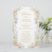 Soft Pastel Ornate Spring Gold Wedding Program (Staand voorkant)