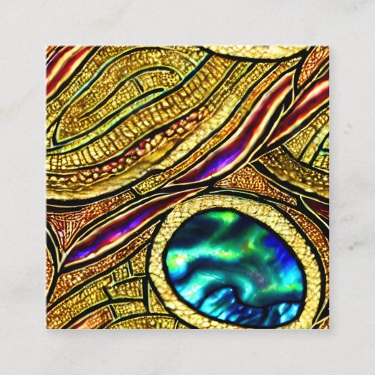 Soft Pastel Paua Shell Kleur Glas in lood Vierkante Visitekaartje (Voorkant)