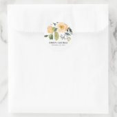 SOFT PASTEL PEACH PEONY WATERVERF FLORAL WEDING RONDE STICKER (Tas)