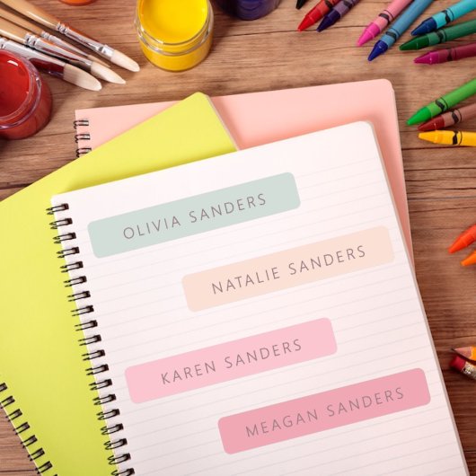 Soft Pastel Personnalisé Nom de l'école Étiquette