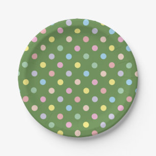 Soft Pastel Polka Dots Green Papieren Bordje