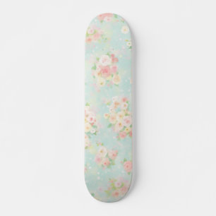 Soft Pastel Roos Pattern op Aqua achtergrond Skateboard