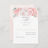 Soft Pastel rose Fleurs Mariage RSVP (Devant / Derrière)