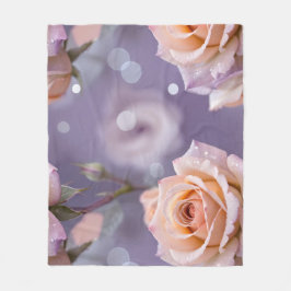 Soft Pastel Roses In Shades Of Peach And Pale Pink Fleece Deken
