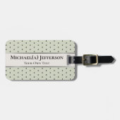 Soft Pastel Sage Green and Black Polka Dot Elegant Bagagelabel (Voorkant horizontaal)