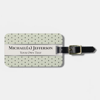 Soft Pastel Sage Green and Black Polka Dot Elegant Bagagelabel