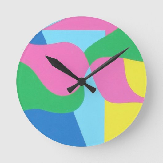 Soft Pastel Shapes Contemporary Round Clock Ronde Klok (Voorkant)