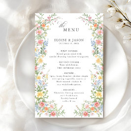 Soft Pastel  Spring Garden Chic Wedding Menu