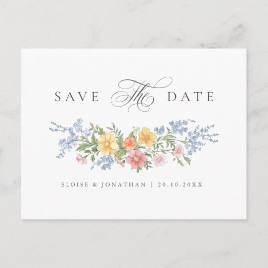 Soft Pastel  Spring Garden Save the Date Briefkaart (Voorkant)
