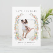 Soft Pastel  Spring Garden Trouwfoto Save The Date (Staand voorkant)