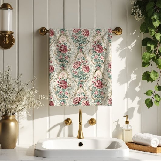 Soft Pastel Towel Victorian Damask Bath Accent