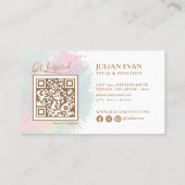 Soft Pastel Waterverf Holografisch Script Wit Visitekaartje (Achterkant)