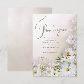 Soft Pastel White Floral Thank You Card Bedankkaart