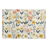 Soft Pastel Wildflower Botanische Patroon Sham Kussensloop (Achterkant-Links)