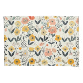 Soft Pastel Wildflower Botanische Patroon Sham Kussensloop (Voorkant-Links)
