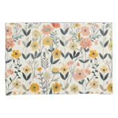 Soft Pastel Wildflower Botanische Patroon Sham Kussensloop (Voorkant-Rechts)