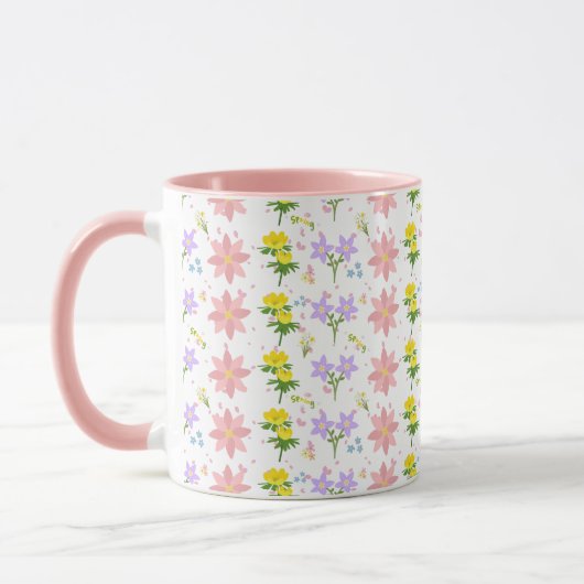 Soft Pastel Wildflower Pattern Two-Tone mug (Gauche)