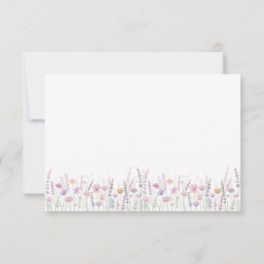 Soft Pastel Wildflower QR Code Wedding RSVP Card (Dos)