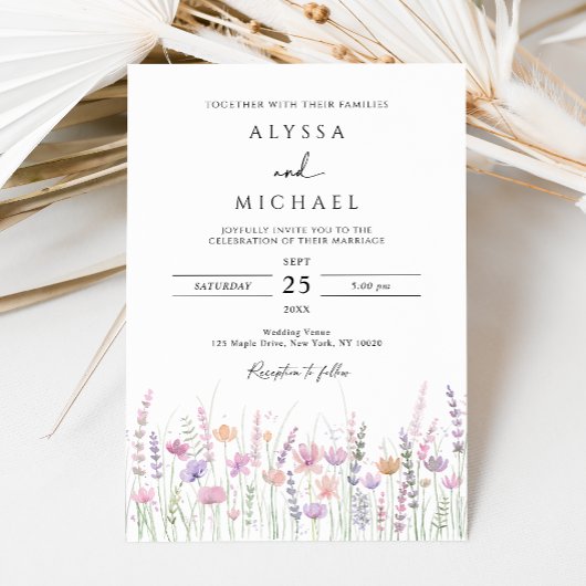 Soft Pastel Wildflower Wedding Kaart