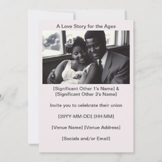 Soft Peach 1960s Saisons of Black Love Invitation