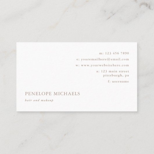 Soft Peach Blush en wit kleurenblok Visitekaartje (Achterkant)