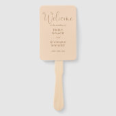 Soft Peach Elegant Script Wedding Program Handwaaier (Voorkant)